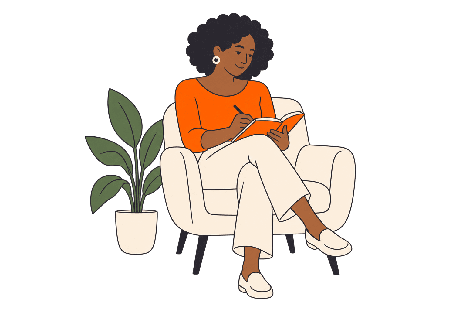 A woman taking a quiet moment to write in her journal.